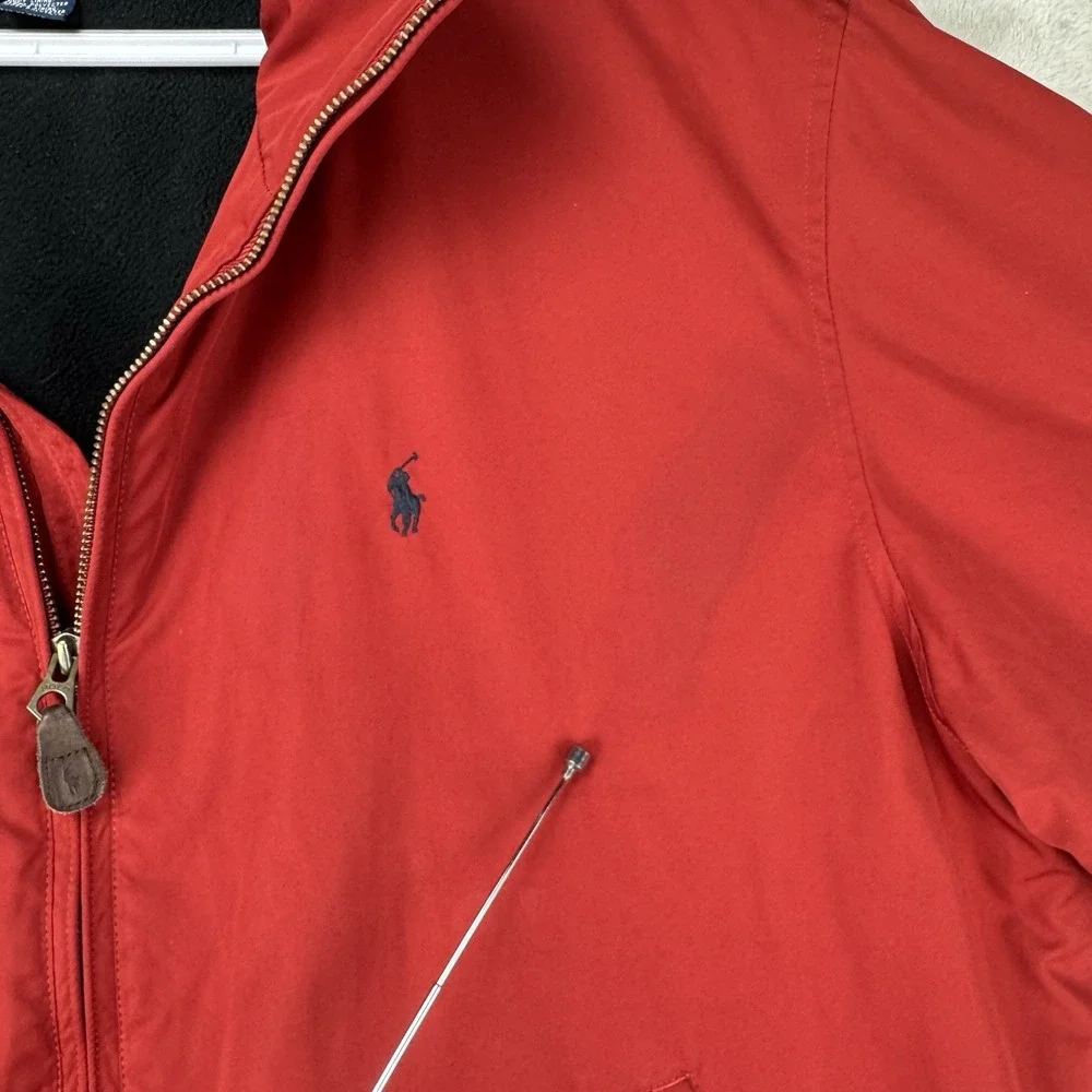 Polo Ralph Lauren Red Fleece Lined Winter Jacket XL Heavy Bomber Preppy Y2K Hood - Picture 3 of 9